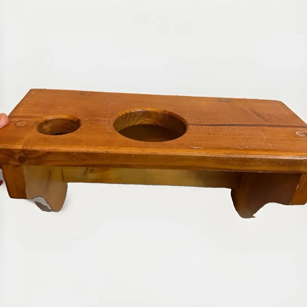 Vintage Wooden Wall Mount Hair Dryer Holder Curling Iron Organizer Heart Decor